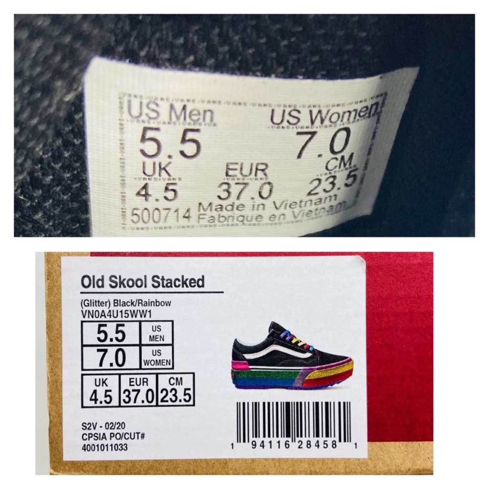 Vans Old Skool Stacked Glitter Rainbow Women’s Size 7 Sneakers - Picture 13 of 15